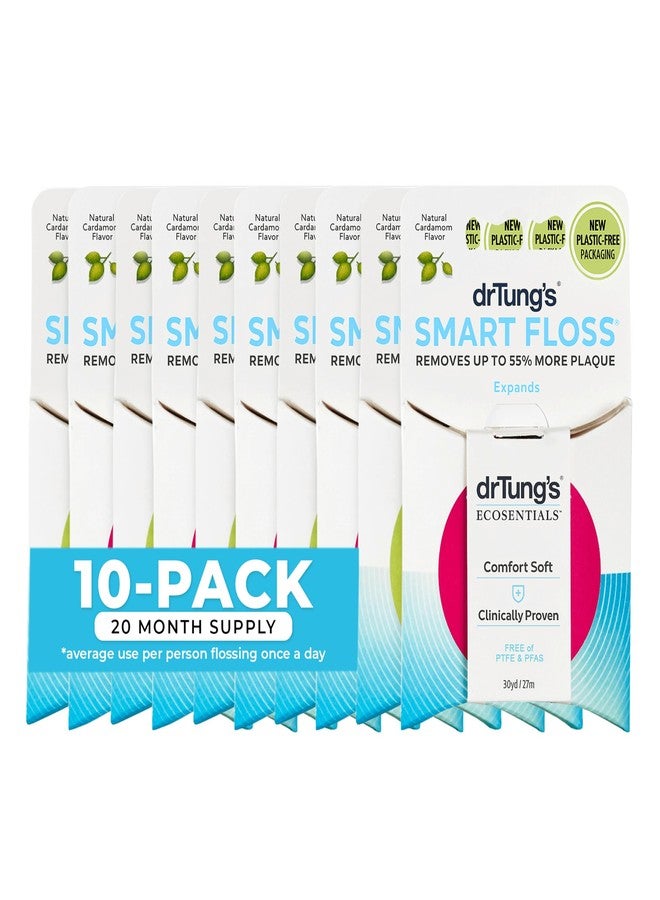 DrTung's Smart Floss - Natural Floss, PTFE & PFAS Free Floss, Gentle on Gums, Expands & Stretches, BPA Free - Cardamom Flavor, Colors Vary (10 Pack) - Image 1